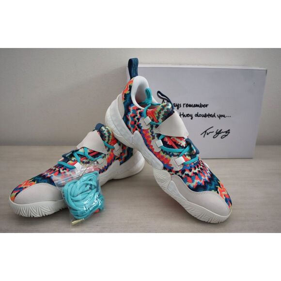 Adidas GY0295 Mens 14.5 WMNs 15.5 White Tie Dye Trae Young 1-LC Basketball Shoes - Picture 1 of 16